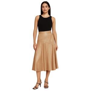 Ellison Gold Metallic Jacquard A-Line Midi Skirt – Women’s Medium